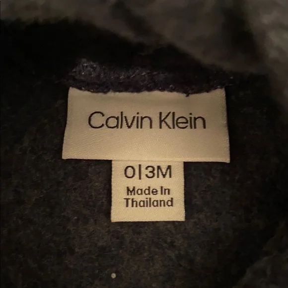 Calvin Klein Charcoal Hooded Baby Onesie…size 0-3 months - Picture 3 of 5